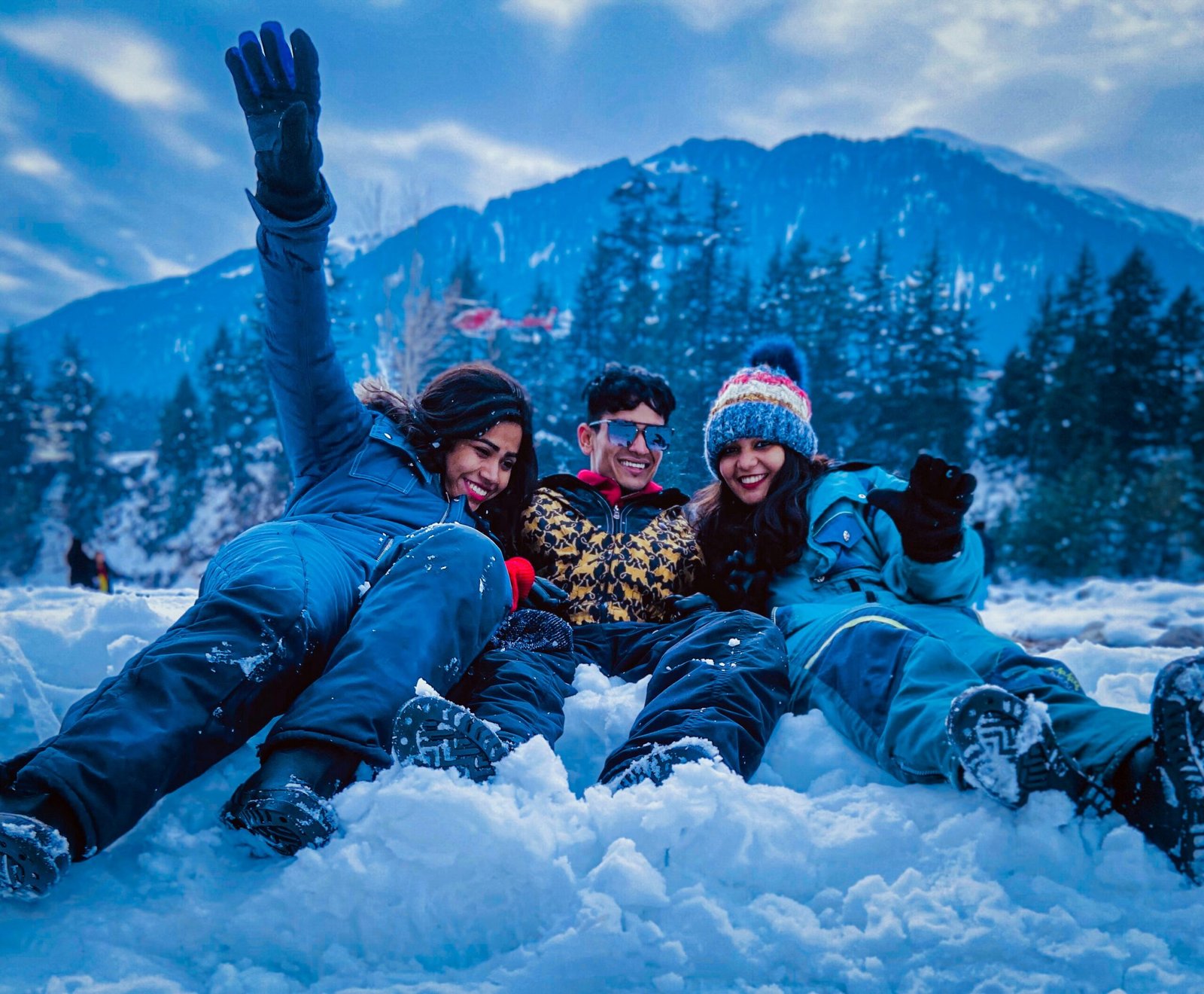 friends in snow